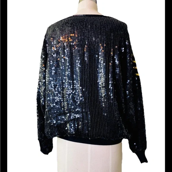 Vintage‎ 80's Silk, Sequin and Rhinestone Creative Creations Disco Glam Blouse - Picture 12 of 14